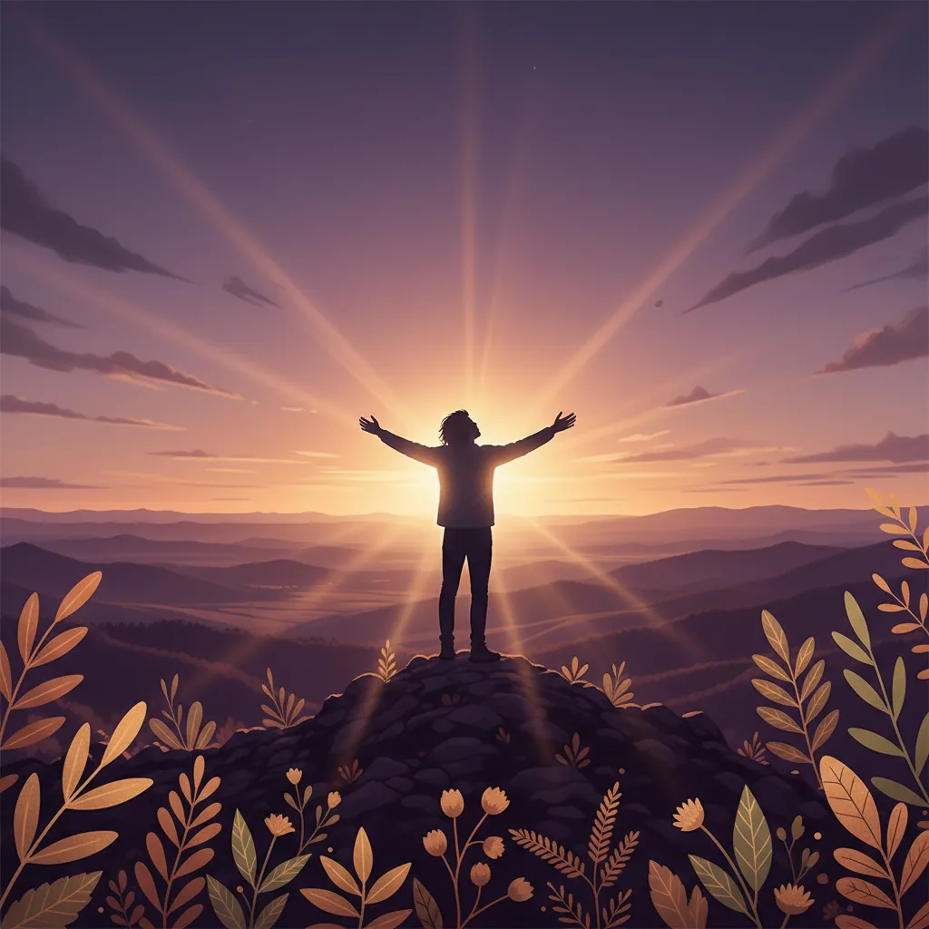 Anonieme silhouet persoon bij zonsondergang - actieve leefstijl en dagelijks welzijn supplement